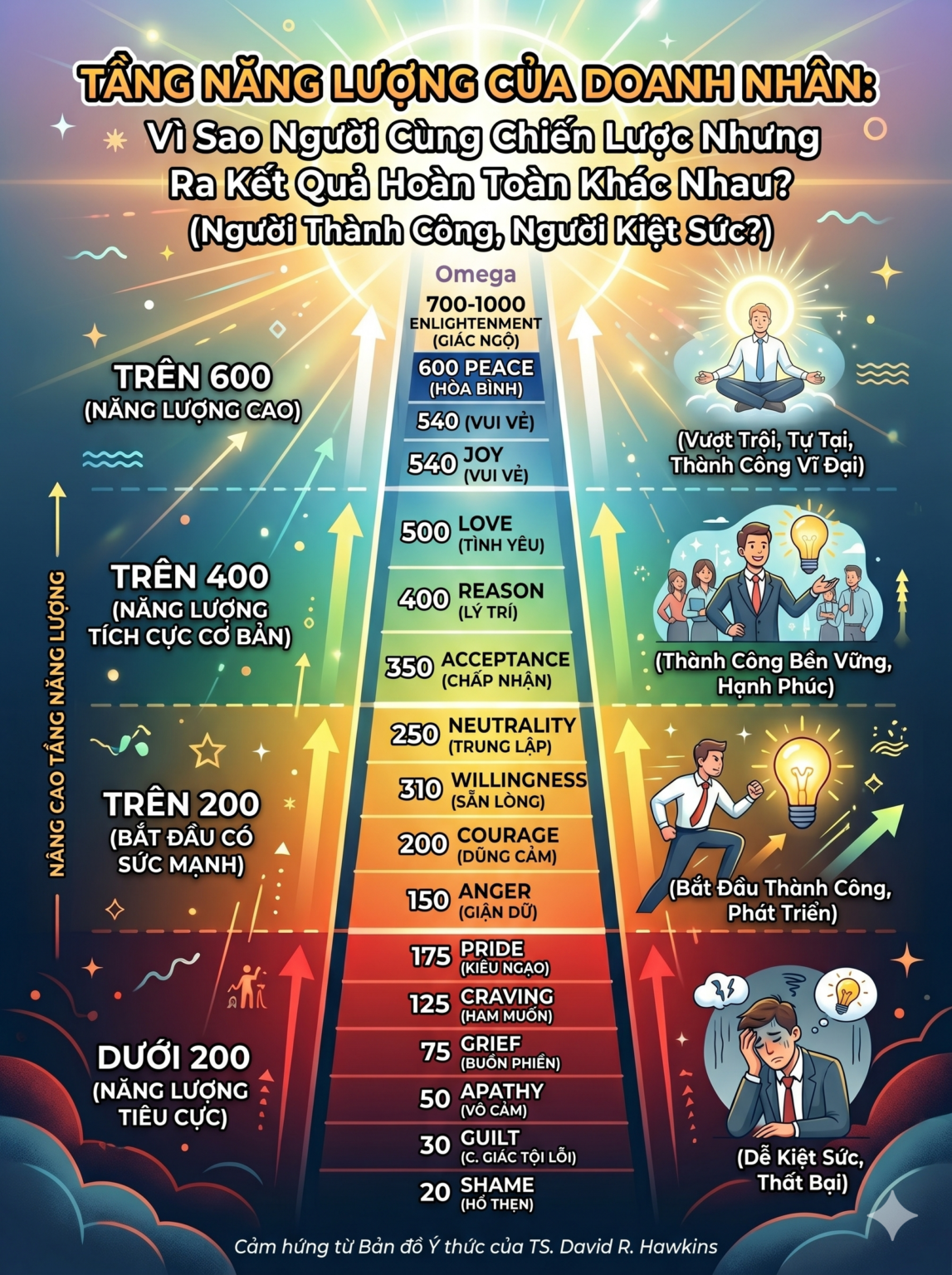 Bìa bài: Tầng Năng Lượng Của Doanh Nhân: Vì Sao Người Cùng Chiến Lược Nhưng Ra Kết Quả Hoàn Toàn Khác Nhau? (Người Thành Công, Người Kiệt Sức?)